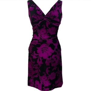 Purple/black sleeveless ruched dress